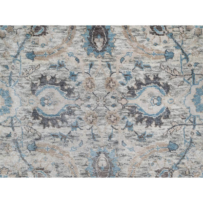 2'7"X25'9" White Hand Knotted Sickle Leaf Silk And Wool Xl Runner Rug