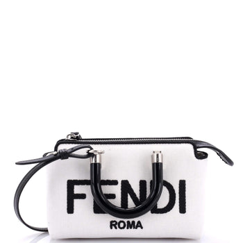 Fendi Logo By The Way Top Handle Bag Embroidered Canvas Mini