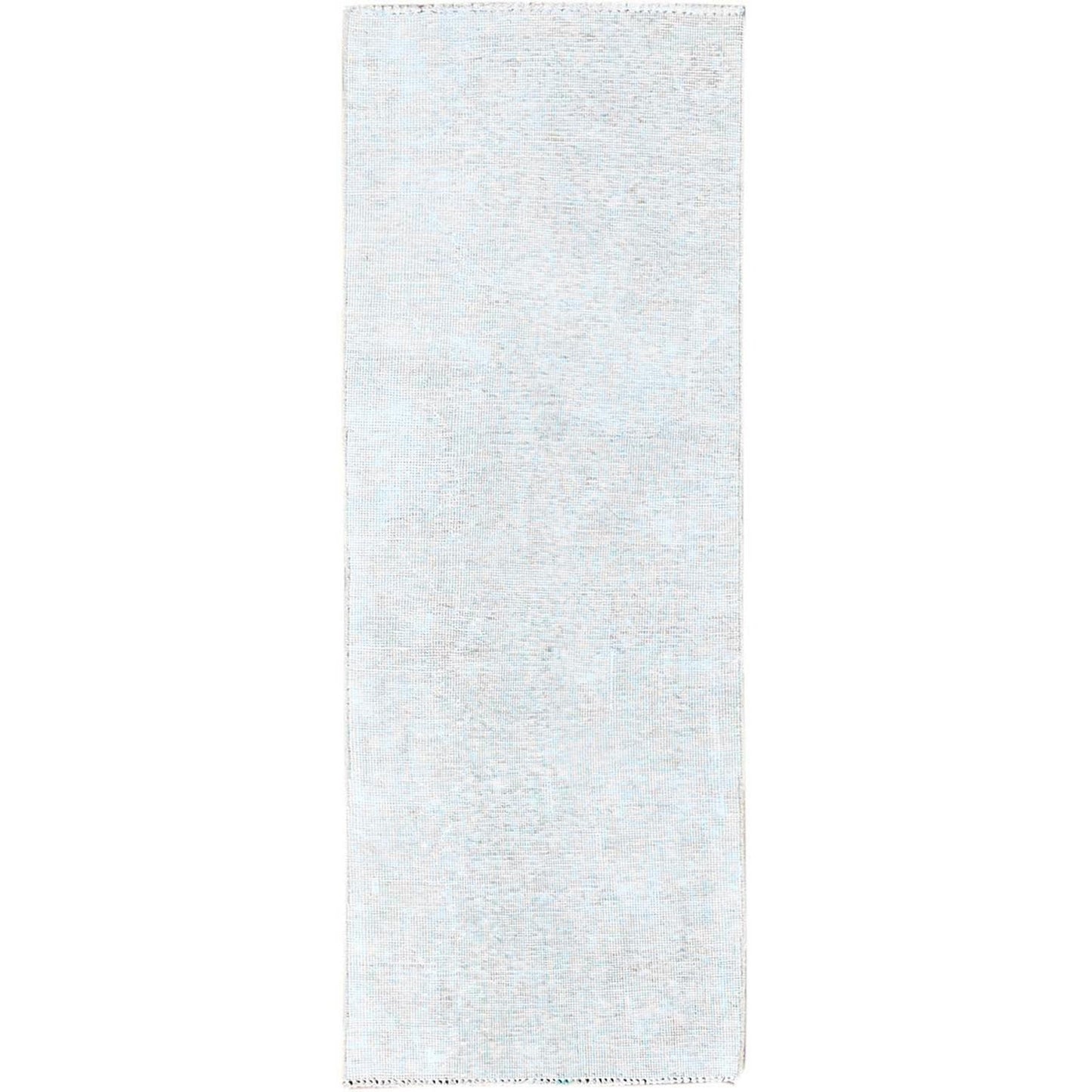 2'1"x5'10" Papyrus White Hand Knotted Wool White Wash Old Tebraz Runner Rug