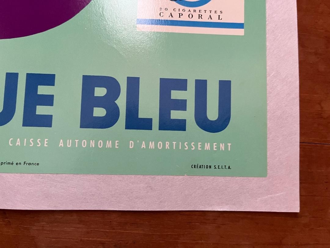 1960S Disque Bleu Poster By Henri Faur  Vintage French Gauloises Cigarette Ad
