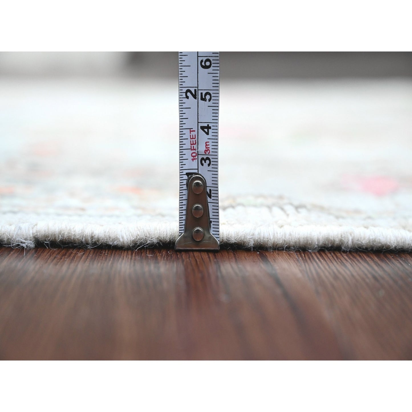 2'9"X8' Gray Angora Oushak Leaf Design Hand Knotted Pure Wool Runner Rug