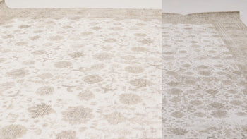 Vintage Distressed Oriental Rug Muted Floral