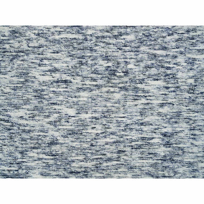 12'X12' Blue Wool Hand Loomed Modern Striae Design Oriental Square Rug