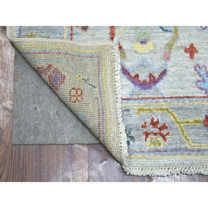 2'5"X9'8" Gray Pure Wool Hand Knotted Afghan Angora Ushak Runner Rug