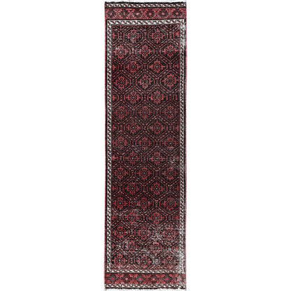 2'X7'7" Auburn Red Vintage Zoroastrian Balooch Hand Knotted Wool Runner Rug