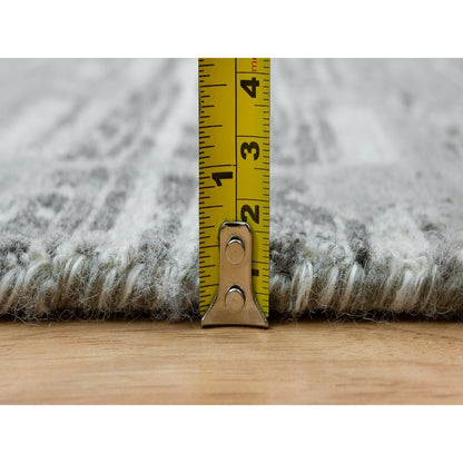 3'X5'1" Gray Modern Design Hand Spun Undyed Natural Wool Hand Knotted Rug
