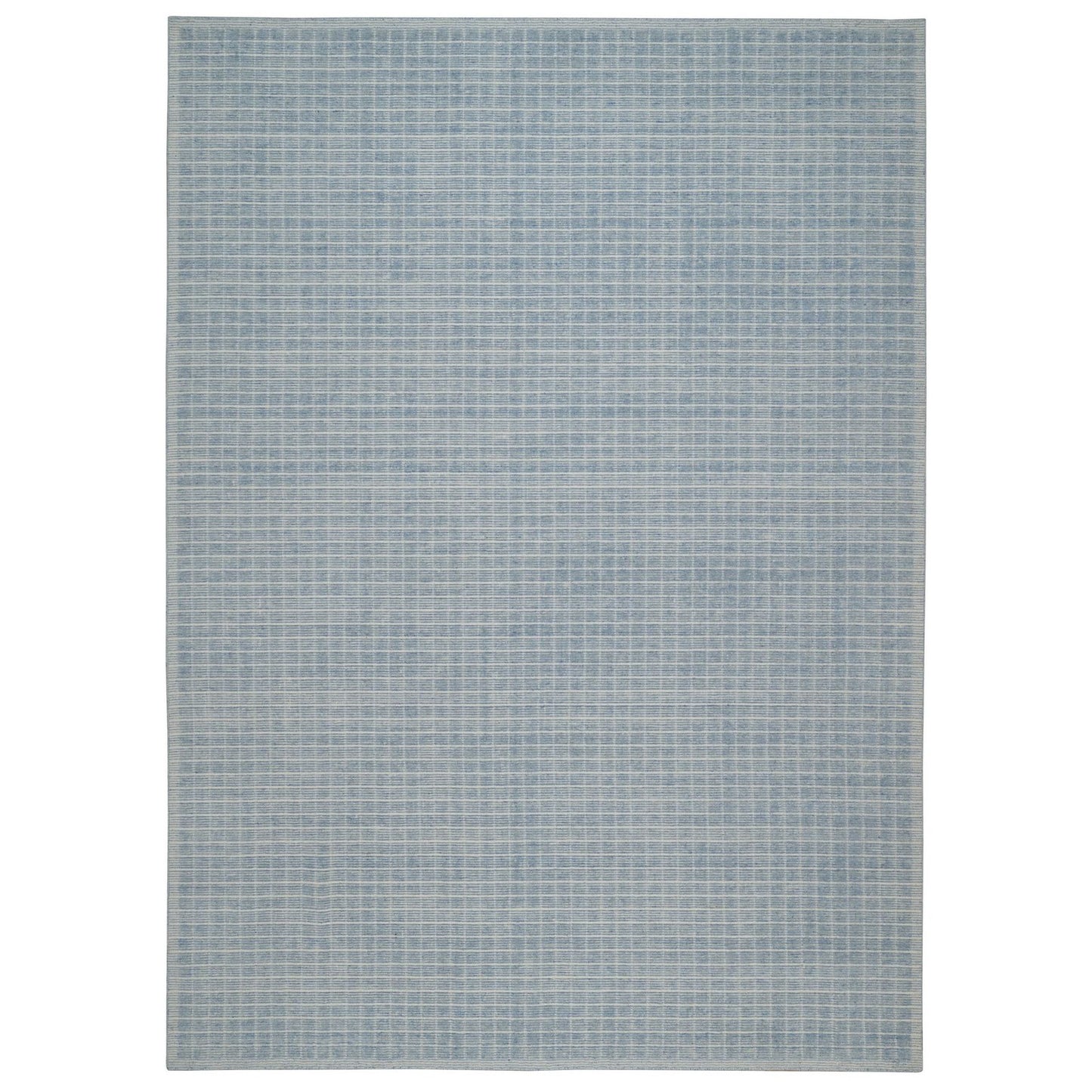 10'X14' Yonder Blue Modern Plain Decor Box Design Loomed Knotted Wool Rug