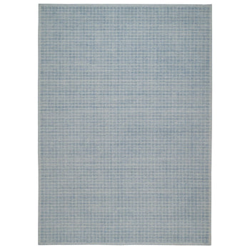 10'X14' Yonder Blue Modern Plain Decor Box Design Loomed Knotted Wool Rug