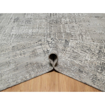 8'X10'2" Gray Hand Knotted Modern Hand Spun Undyed Natural Wool Rug