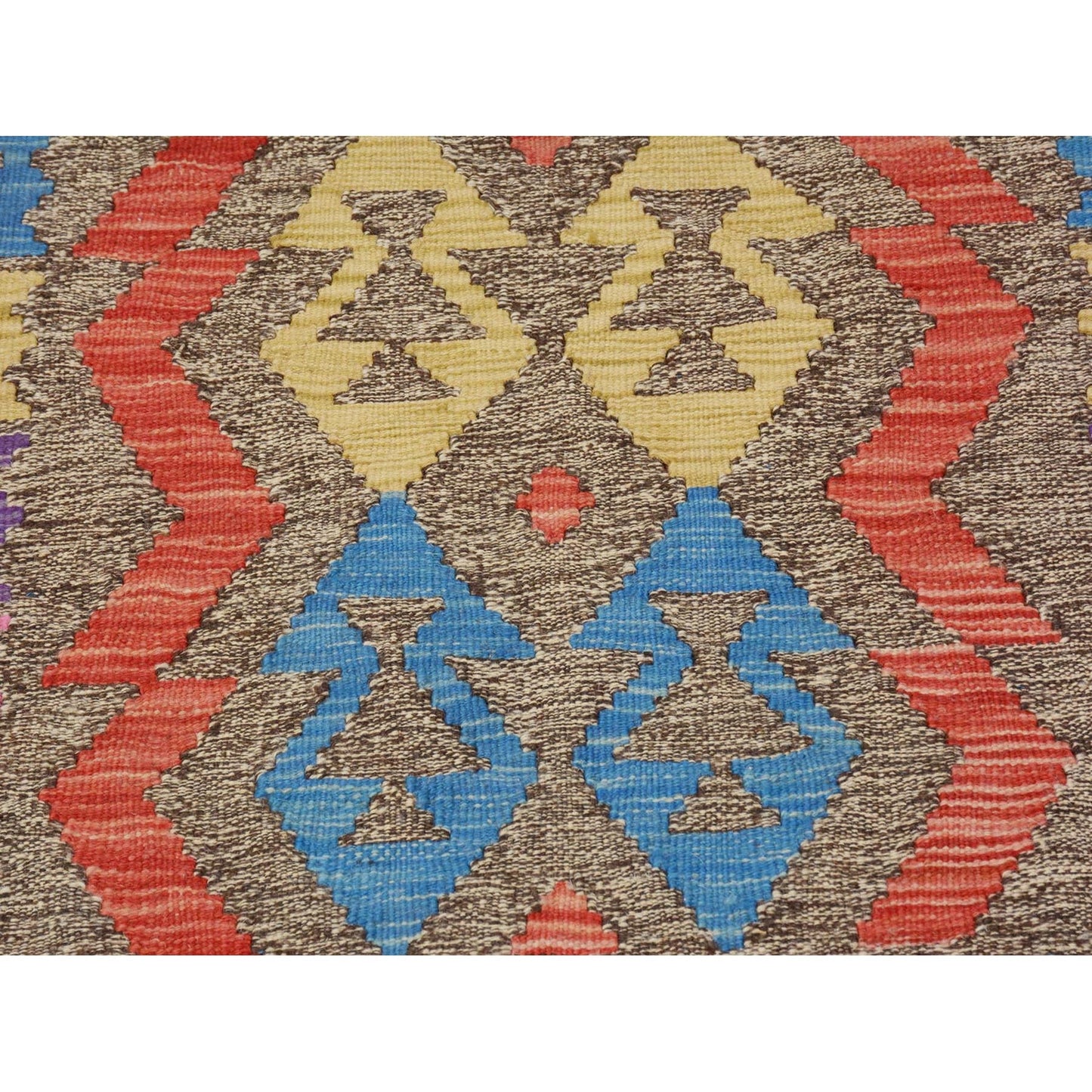 2'8"X3'8" Colorful Reversible Afghan Kilim Pure Wool Hand Woven Rug