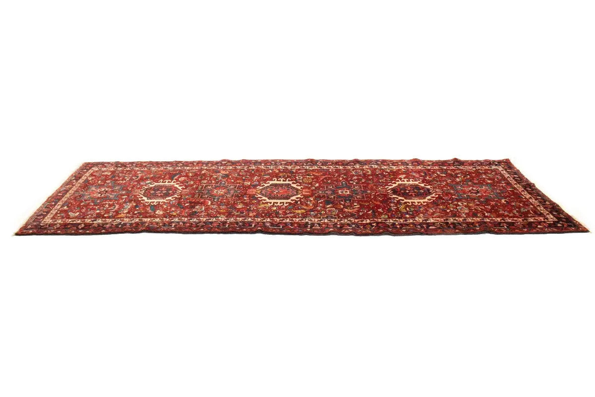 Karajeh Runner Rug Red Kitchen Carpet Vintage Oriental Design Geometric 4x11 ft