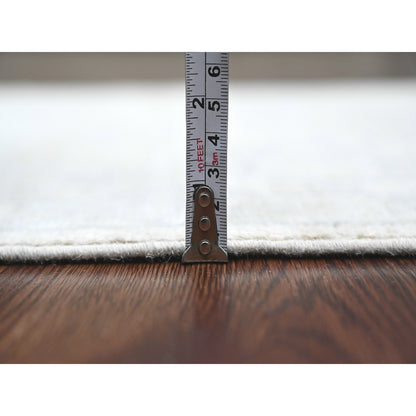 2'5"X11'1" White Washed Peshawar Leaf Design Hand Knotted Wool Runner Rug