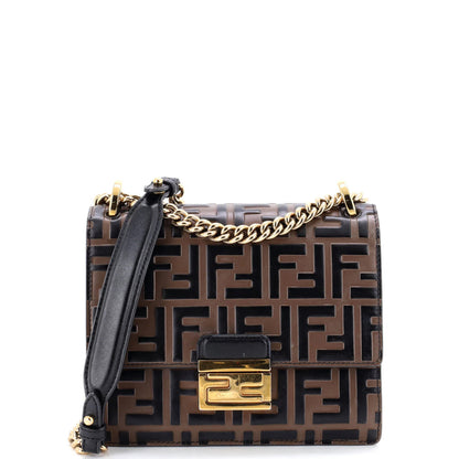 Fendi Kan U Shoulder Bag Zucca Embossed Leather Small