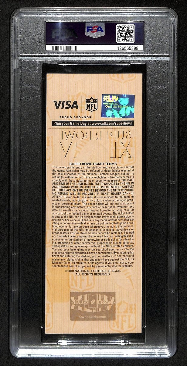 2010 Super Bowl Xliv (44) Full Ticket Saints Vs. Colts Psa Gem Mint 10  201383