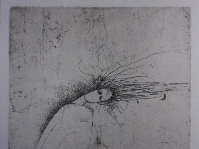 Veronika Pale?Kova Original Etching "Philosopher" 2/30 Signed Czech Surreal Art