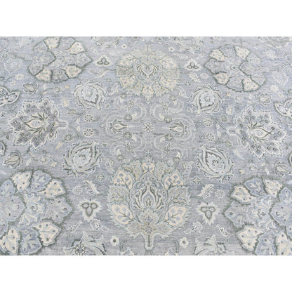 9'X12' Goose Gray Oushak Design Silk With Wool Hand Knotted Rug