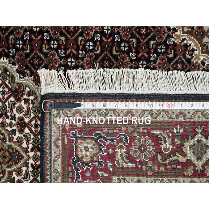 4'1"X6' Rich Black Tebraz Mahi Design 175 Kpsi Hand Knotted Wool Rug