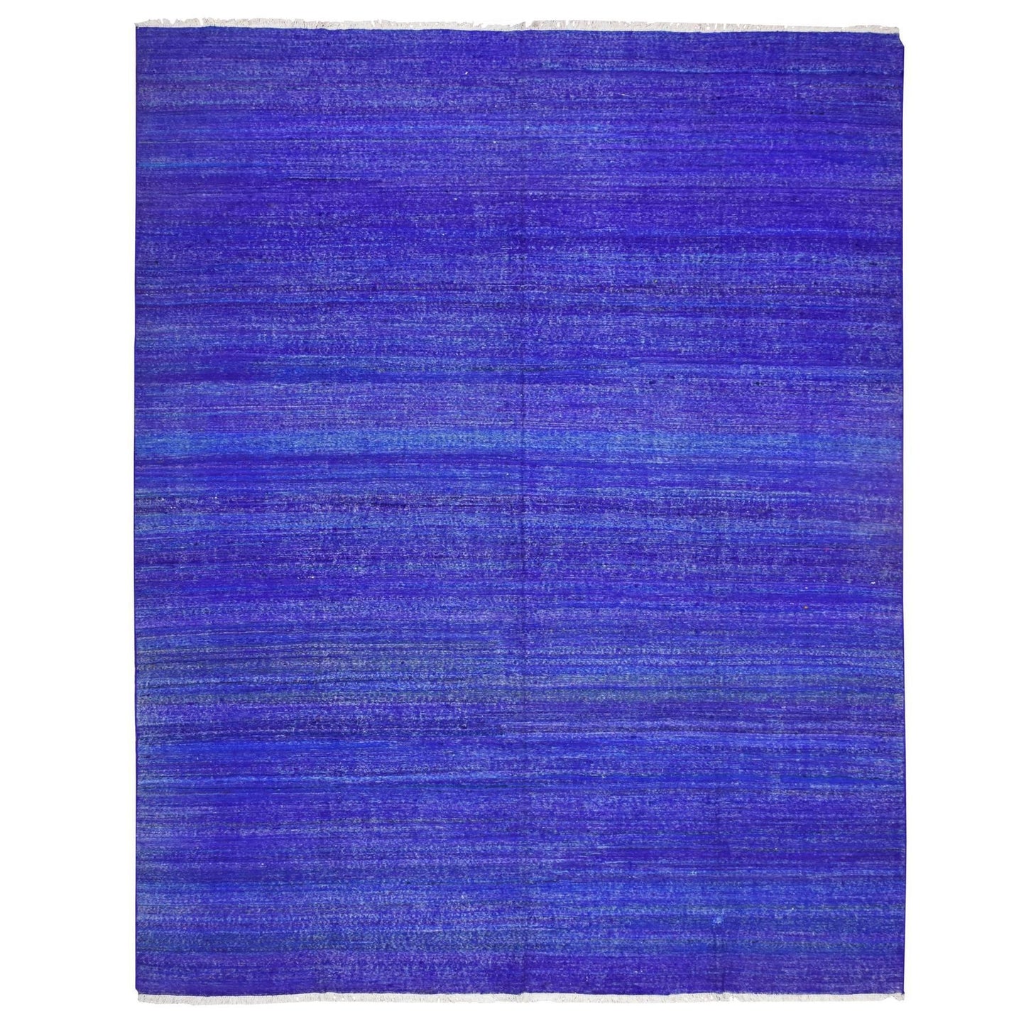 9'2"X11'8" Admiral Blue Sari Silk Flat Weave Kilim Hand Woven Rug