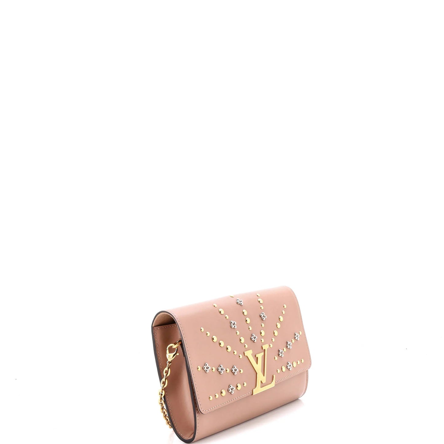 Louis Vuitton Chain Louise Clutch Studded Leather Gm