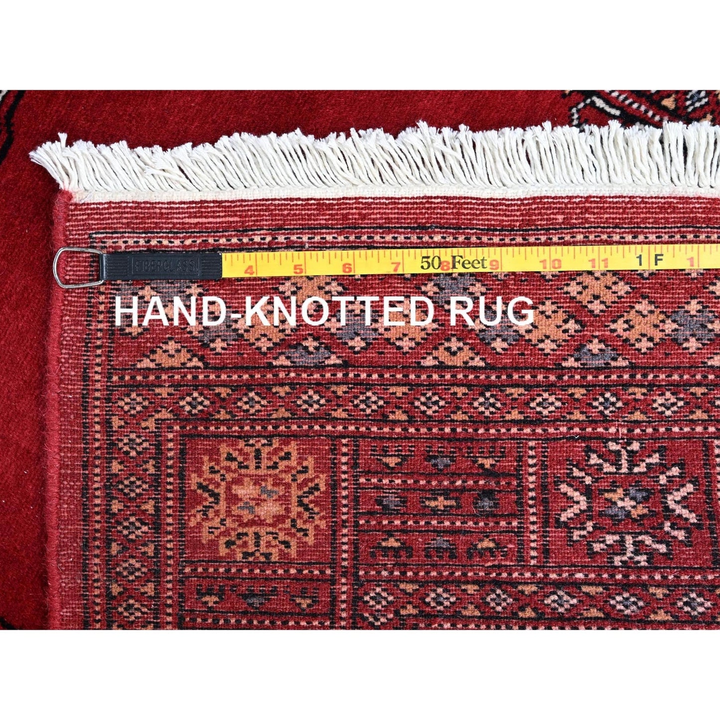 2'7"X7'10" Scarlet Red Princess Bokara Soft Wool Hand Knotted Runner Rug