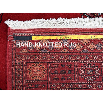 2'7"X7'10" Scarlet Red Princess Bokara Soft Wool Hand Knotted Runner Rug