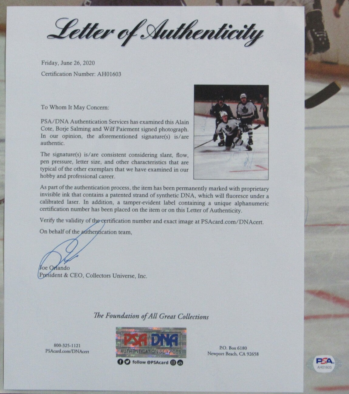 Cote/Salming/Paiement Maple Leafs Signed Vintage Program Poster  Psa/Dna 154865