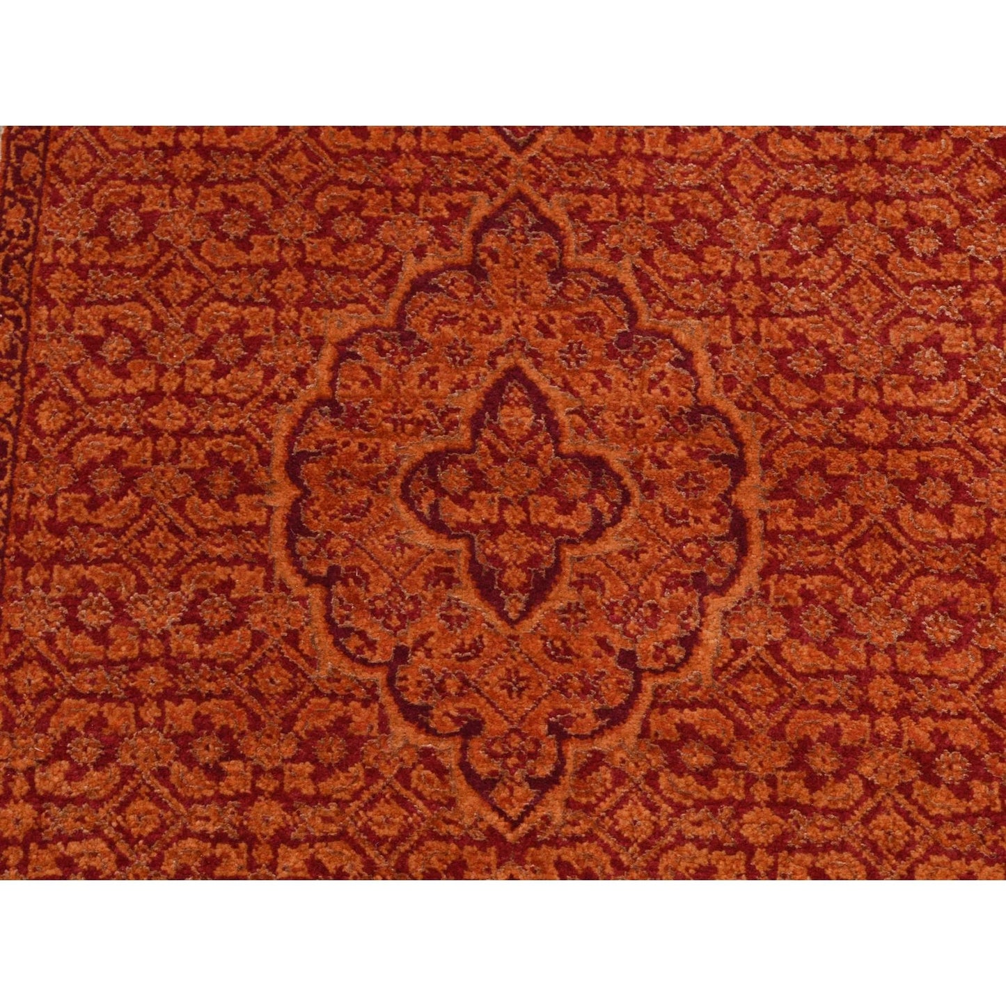 2'9"X11'10" Orange Tebraz Mahi Wool Dense Weave Hand Knotted Runner Rug