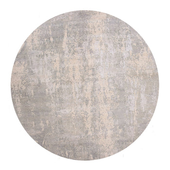 12'X12' Nimbus Gray Modern Abstract Hand Knotted Wool And Silk Round Rug