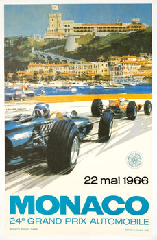 Monaco Grand Prix 1966 Michael Turner Vintage French Automobile Racing Poster