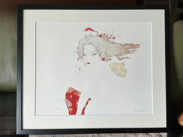 Signed Giclee Tina Ribbon Framed With COA Amano ED Box 37/ 500 Yoshitaka