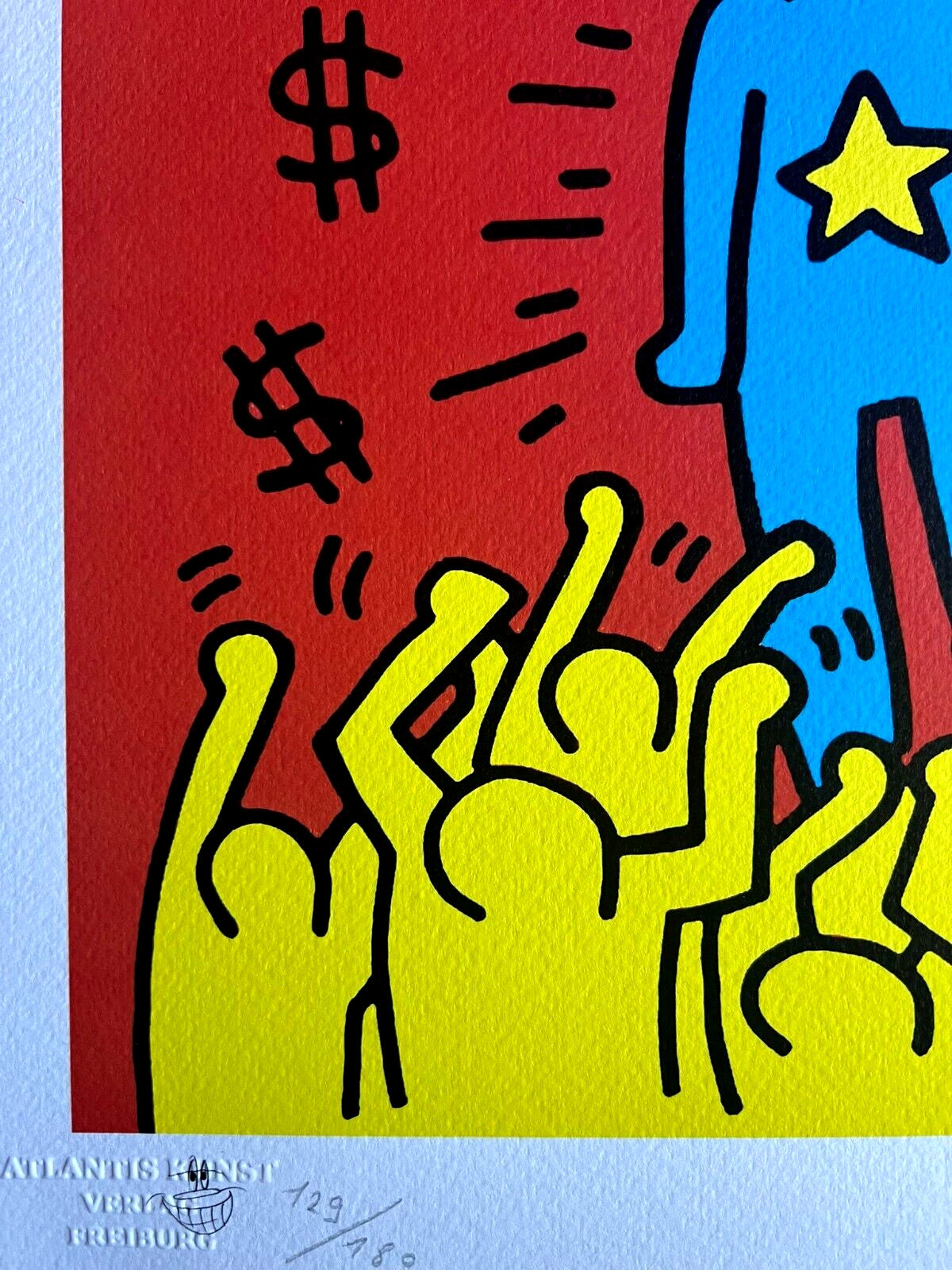 Keith Haring Lithograph Certified Coa Signed In Pen Numbered In Pencil