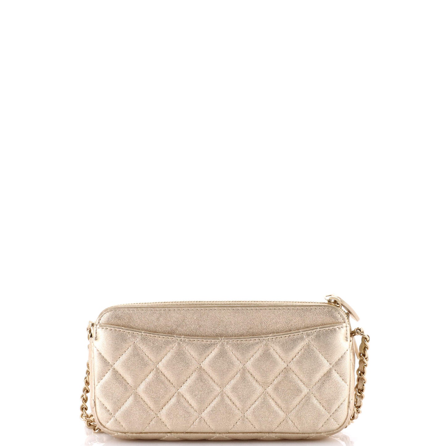 Chanel Double Zip Clutch With Chain Quilted Lambskin