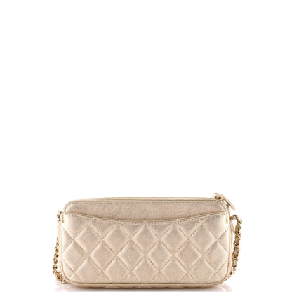 Chanel Double Zip Clutch With Chain Quilted Lambskin