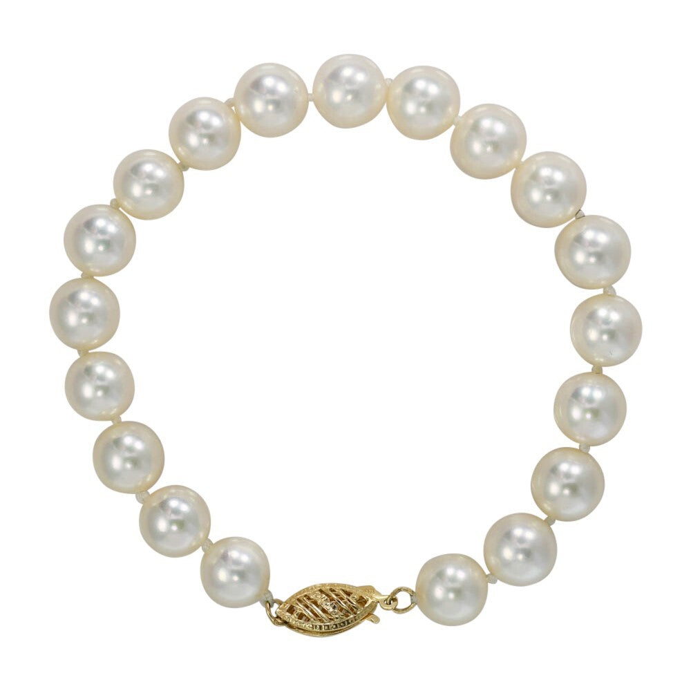14K Yellow Gold Pearl Bracelet, 13.1Gr