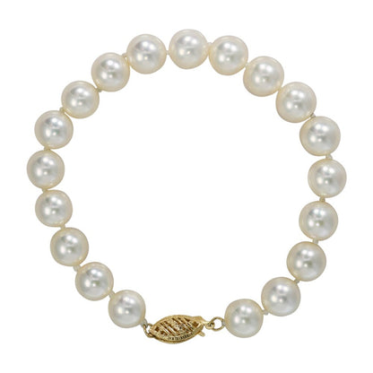 14K Yellow Gold Pearl Bracelet, 13.1Gr