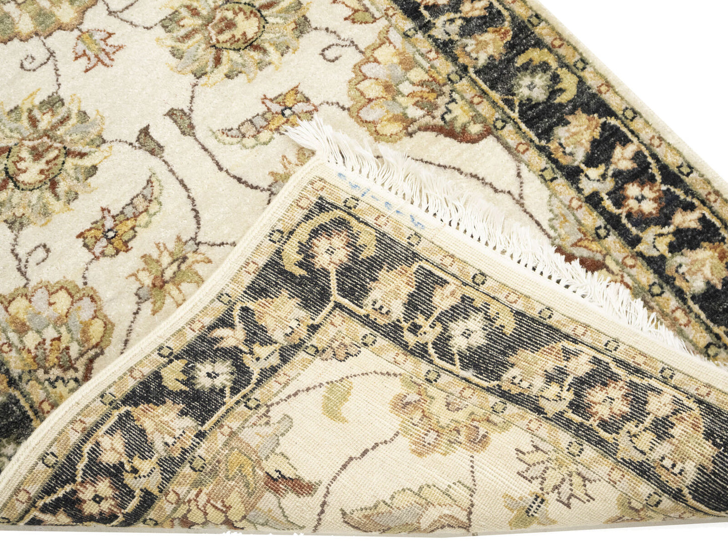 Hand-Knotted Agra Jaipur Runner Rug Floral Wool