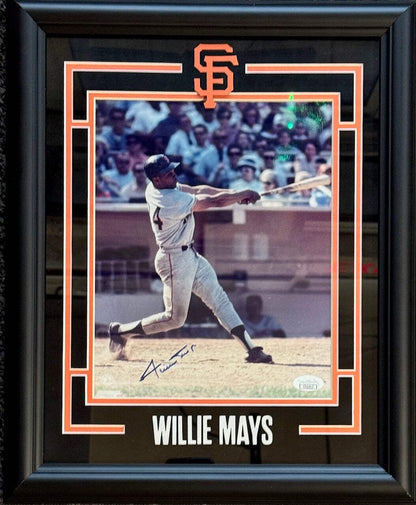 Willie Mays Autographed 8X10 Framed Baseball Photo (Jsa)
