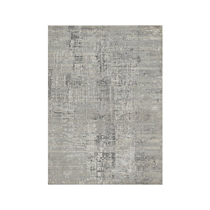 5'1"X7'1" Pastel Gray Hand Knotted Rug Modern Erased Design Natural Wool