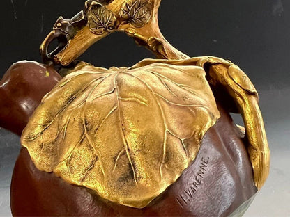 Christofle Bronze Vase By Henri Varenne 1900C Vines And Stag Beetles