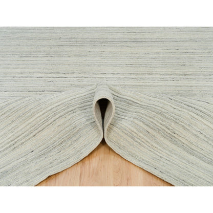 9'1"X12' Alabaster White Hand Loomed Undyed 100% Wool Modern Design Rug