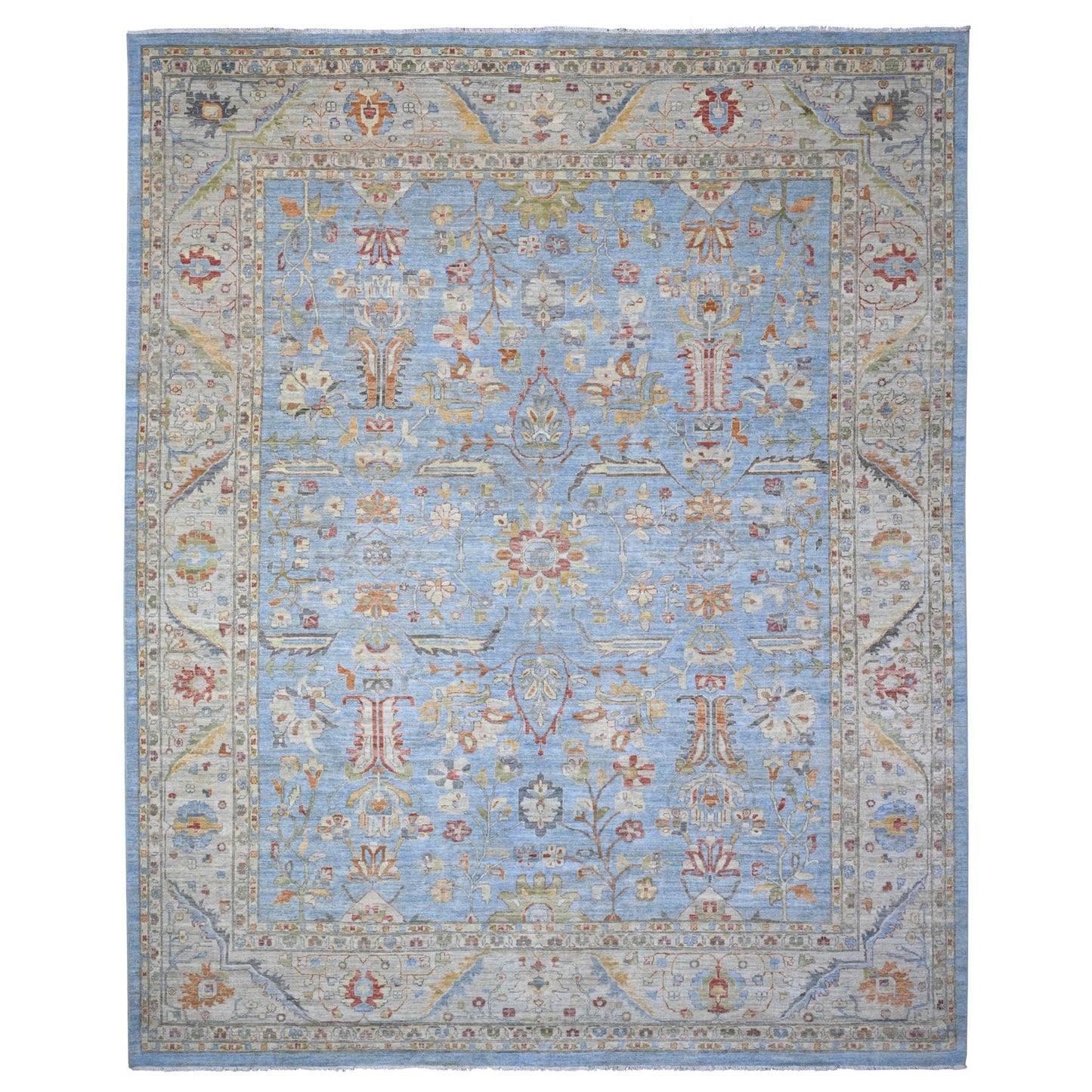 12'1"X14'6" Blue Fine Aryana Peshawar Heris Design Xl Oriental Rug