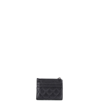 Chanel Cc Zip Card Holder Quilted Caviar