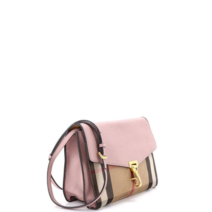 Burberry Macken Crossbody Bag Leather And House Check Canvas Small