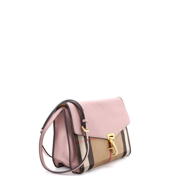Burberry Macken Crossbody Bag Leather And House Check Canvas Small