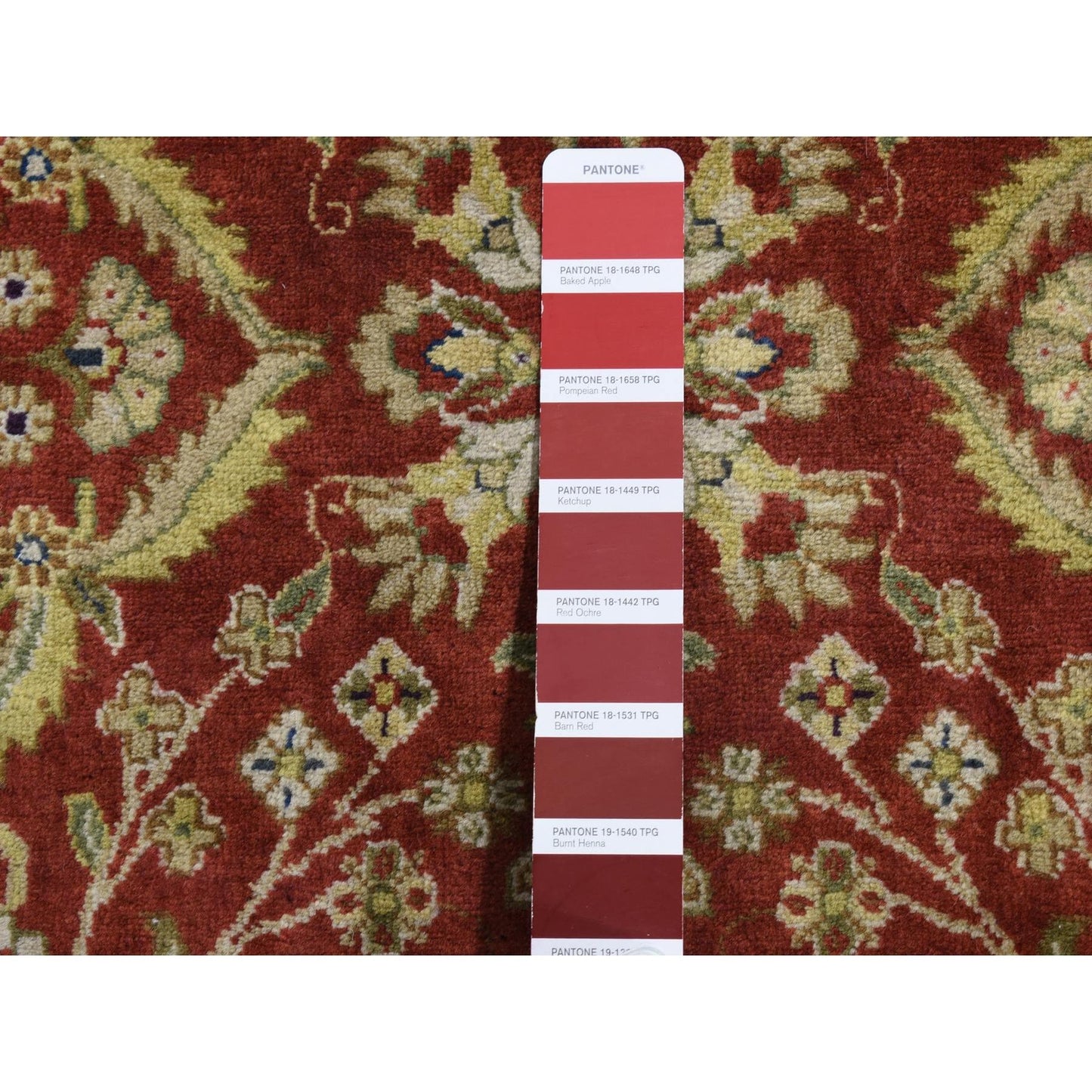 2'4"X11'5" Barn Red Kishoon Revival Wool Hand Knotted 300 Kpsi Runner Rug