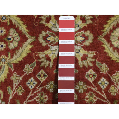 2'4"X11'5" Barn Red Kishoon Revival Wool Hand Knotted 300 Kpsi Runner Rug