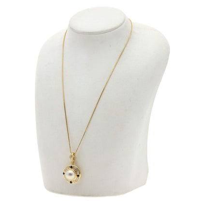 Mabe Pearl Sapphire Diamond Necklace K18 Yellow