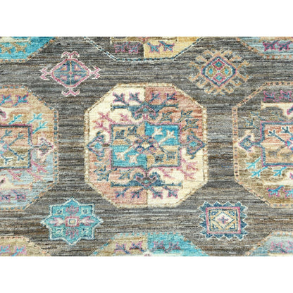 8'9"X11'7" Sage Green Hand Knotted Afghan Super Kazak Pure Wool Rug