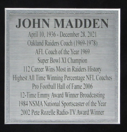 John Madden Hof Oakland Raiders 8X10 Photos With Laser Signature Framed 165824