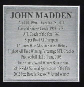 John Madden Hof Oakland Raiders 8X10 Photos With Laser Signature Framed 165824